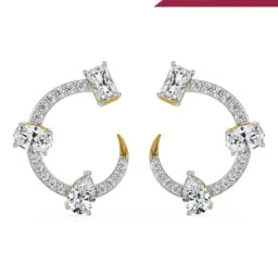 EMORI 14k (585) Yellow Gold Trio Solitaire Lab Grown Diamond Hoop for Women-image-94
