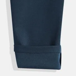 Cavio Boys Blue Lycra Blend Solid Regular Fit Trousers With Belt image 4