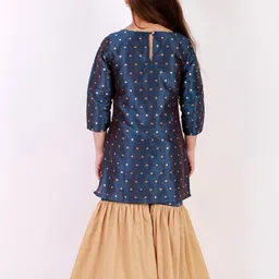 JBN Creation Girls Woven Design Regular Zari Knee Length Straight Kurta With Sharara image 2