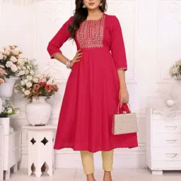 Rangita Red Regular Fit Embroidered Kurtas image 4