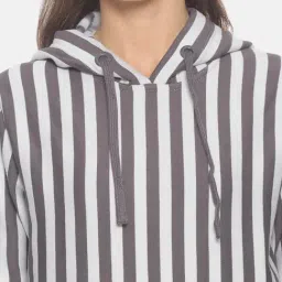 Campus Sutra Grey Full Sleeves Hooded Sweatshirt image 5