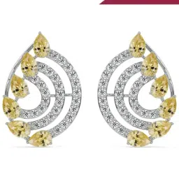 EMORI 14k (585) White Gold Fiery Festive Lab Grown Diamond Studs for Women-image-22