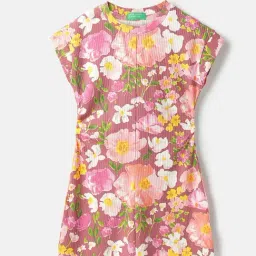 United Colors of Benetton Girls Pink Floral Print Dress-picture-30