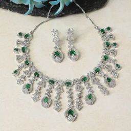 Zeneme Rhodium Plated AD Studded Jewellery Set-picture-7