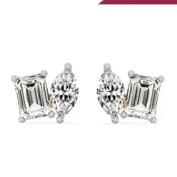 EMORI 14k (585) Yellow Gold Duo Solitaire Lab Grown Diamond Studs for Women-image-91