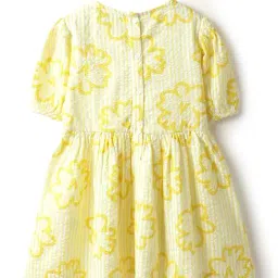 United Colors of Benetton Girls Yellow Cotton Floral Print Dress image 2