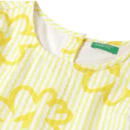 United Colors of Benetton Girls Yellow Cotton Floral Print Dress image 3