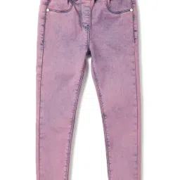 Tales & Stories Girls Pink Tint Slim Fit Washed Jeggings-picture-47