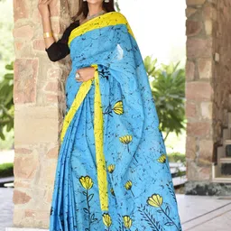 Pinkcity Trade World Floral Pure Cotton Ikat Saree-picture-21
