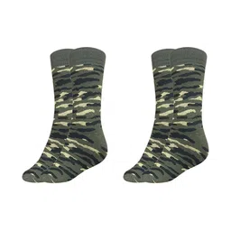 MUKHAKSH Men Pack Of 3 Camouflage Printed Pure Cotton Calf-Length Socks-image-45