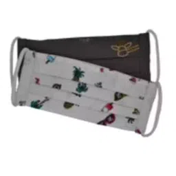 Ivillage Medium Cotton Beach Print & Light Brown Fabric Face Mask for Kids Mask02S_Set5 (Pack of 25) image 3