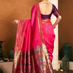 SANISA Ethnic Motifs Zari Silk Blend Handloom Saree image 3