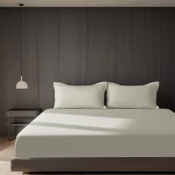 SANSAAR A D'DECOR BRAND LIVE CONSCIOUSLY Cloud Grey 1 Bedsheet with 2 Pillow Covers (King)-picture-34