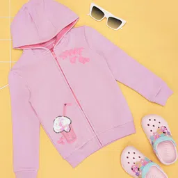 Pantaloons Junior Cotton Full Sleeves Sequin Embellished Typography Printed Hooded Sweatshirt - Lilac-picture-14
