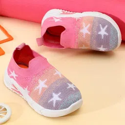 TOMSY CHOICE Mesh Detailed & Stars Designed Slip On Shoes - Pink-picture-33