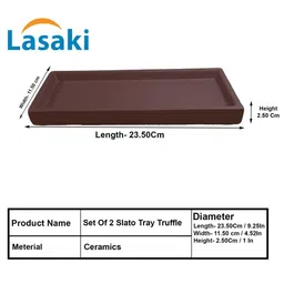LASAKI Slato 2Pcs Brown Ceramic Lightweight Rectangular Flower Planter Trays image 3