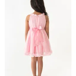 A Little Fable Sleeveless Floral Detailed Gathered Dress - Pink image 3