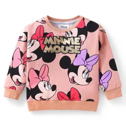 Babyoye Disney Terry Knit Full Sleeves T-Shirt & Jeans With Minnie Mouse Grahpics & Gold Foil Detailing - Pink & Blue image 2