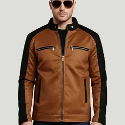 Leather Retail Men Suede Lightweight Biker Jacket-image-62