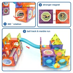 ADKD Light Magnetic Tiles Building Blocks for Kids Magnetic Marble Run Toys for Kids - 49 Piece image 3