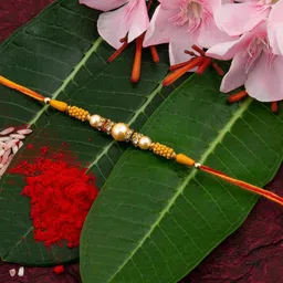 MEIRA JEWELLERY Set Of 2 Beaded Rakhi Comes with Roli Chawal & Greeting Card image 3