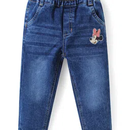 Babyoye Disney Terry Knit Full Sleeves T-Shirt & Jeans With Minnie Mouse Grahpics & Gold Foil Detailing - Pink & Blue image 4