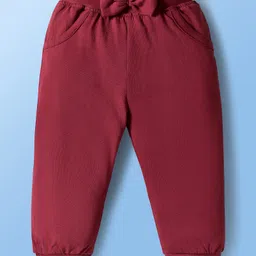 Doodle Poodle 100% Cotton Knit Full Sleeves Top & Joggers Set With Animal Print - Light Peach & Maroon image 4