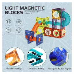ADKD Light Magnetic Tiles Building Blocks for Kids Magnetic Marble Run Toys for Kids - 49 Piece image 4