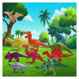 FunBlast Dinosaur World Toy Set - Set of 10 (Multicolor) image 4