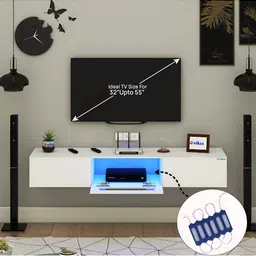 ANIKAA Lucen White Wall Mount Modern TV Unit-1.20 m image 3