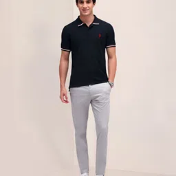 U.S. Polo Assn. Men Brand Logo Polo Collar Slim Fit Pure Cotton T-shirt image 3