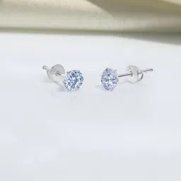 HighSpark 92.5 Silver Round Zirconia Studded Screwback Stud Earrings - 5mm-picture-21