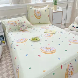 JC HOME Off White & Brown Ethnic Motifs 140 TC King Bedsheet with 2 Pillow Covers image 4