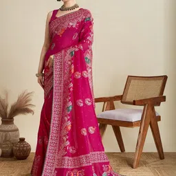 VARNI FABRICS Ethnic Motifs Printed Ikat Saree image 4