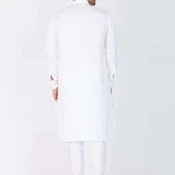 VASTRAMAY Men White & White Solid Kurta with Churidar image 4