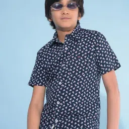 Crimsoune Club Kids Navy Printed Shirt-image-70