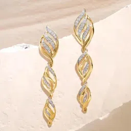 Mia by Tanishq 14k (585) Diamond Yellow Gold Earrings for Women image 2