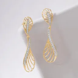 Mia by Tanishq 14k (585) Diamond Yellow Gold Earrings for Women image 2