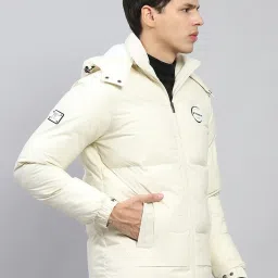Monte Carlo Cream Regular Fit Quilted Hooded Jacket image 4