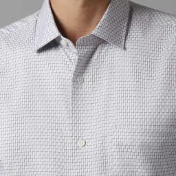 Louis Philippe Grey Cotton Regular Fit Printed Shirt image 4