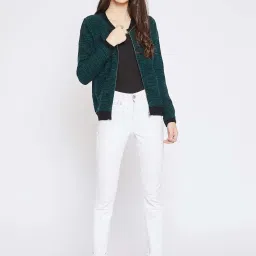 MADAME Black & Green Self Pattern Sweater image 4