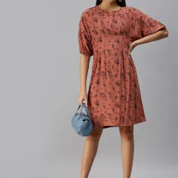 showoffff SHOWOFF Brown Polyester Print A Line Dress image 4