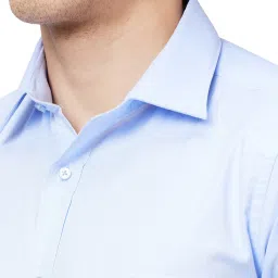 Raymond Light Blue Slim Fit Self Design Shirt image 4
