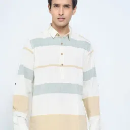 7 Alt By Pantaloons Beige Relaxed Fit Striped Shirt-picture-34