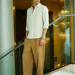 Campus Sutra Beige Regular Fit Printed Shirt image 4