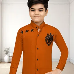 BAESD Boys Classic Regular Fit Band Collar Colourblocked Cotton Casual Shirt-picture-9