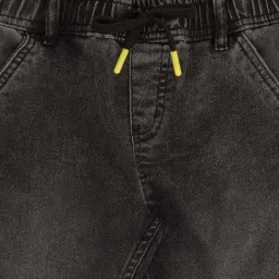 Pantaloons Junior Boys Jet Black Washed Track Bottoms & Joggers image 4