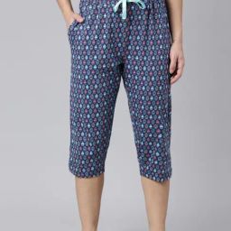 Kryptic Blue Cotton Regular Fit Printed Capri-picture-3