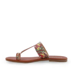 Kanvas Women's Red Toe Ring Sandals image 4