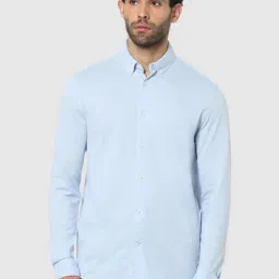 celio* Light Blue Regular Fit Cotton Shirt-image-35